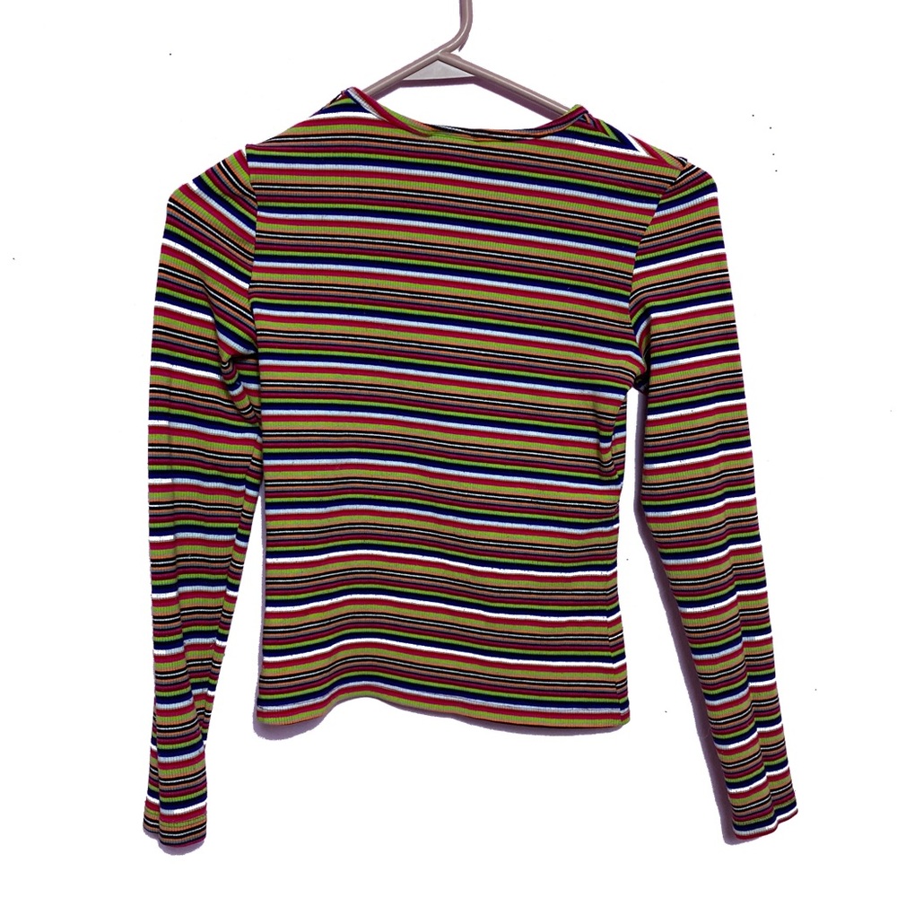Vintage Multi Basic Editions Rainbow Stripe Long … - image 2